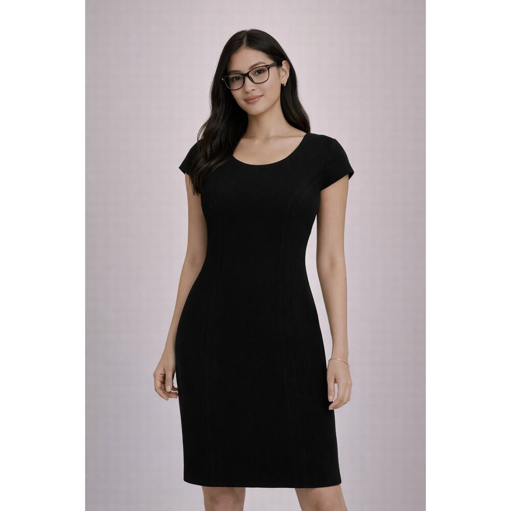 Tahari Arthur S. Levine Black Cap Sleeve Sheath Dress Size 4